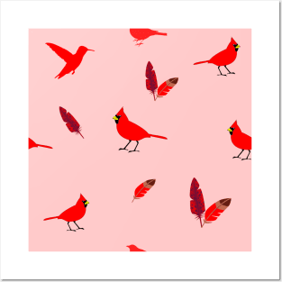 Red Feathered Sparrows Posters and Art